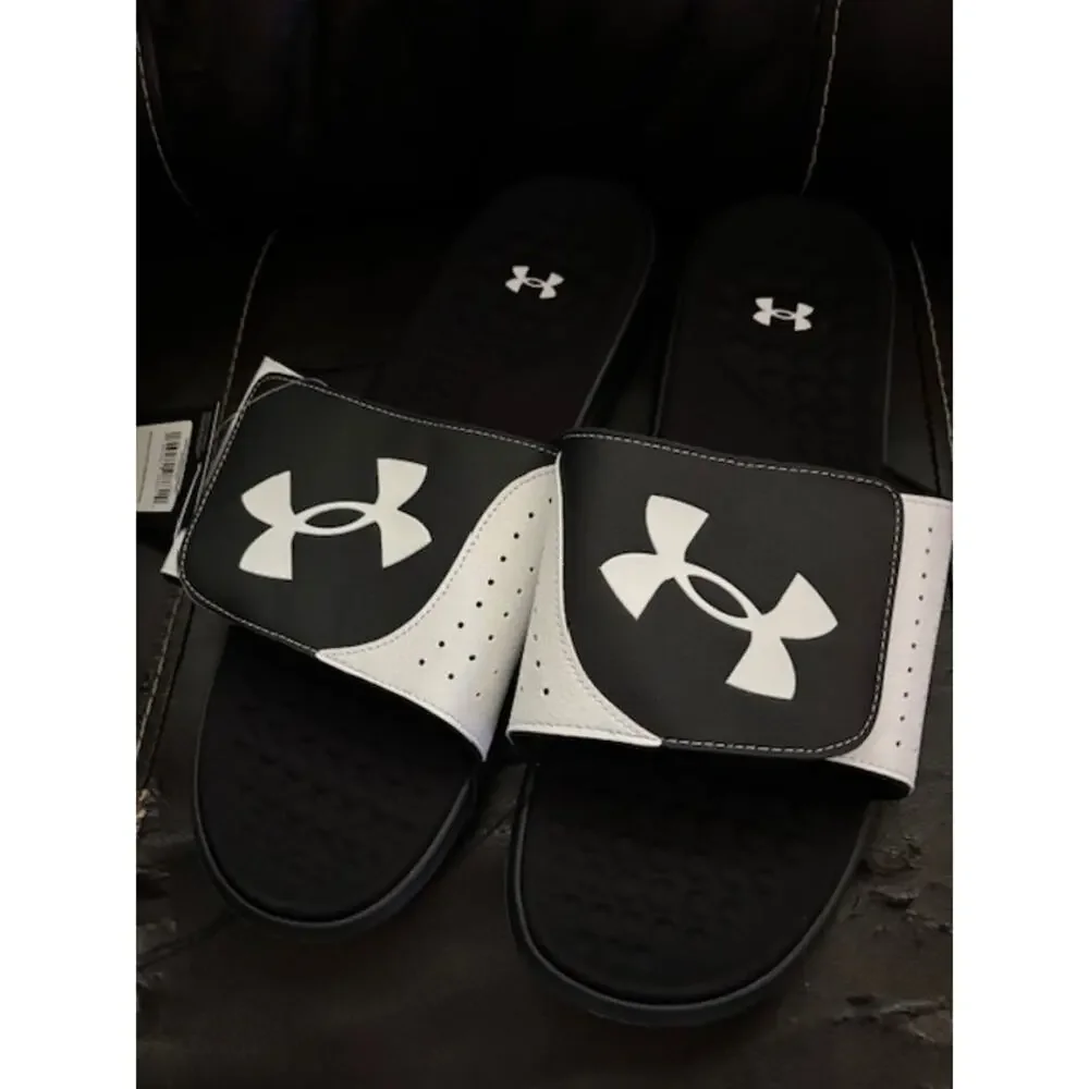 New Men's Armour Ignite Pro Slide Black/White/Black Size 17